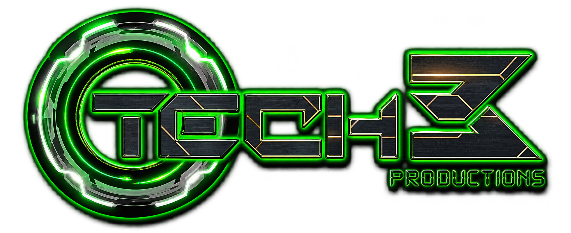 Futuristic Neon Tech3 Productions Logo